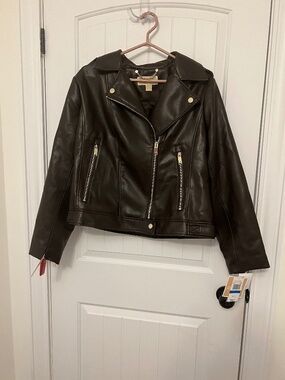 Michael Kors faux leather motorcycle jacket